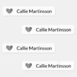 Stylish Elegant Heart Black White Kids' Labels