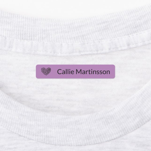 Stylish Elegant Heart Purple Kids' Labels (Affixed)