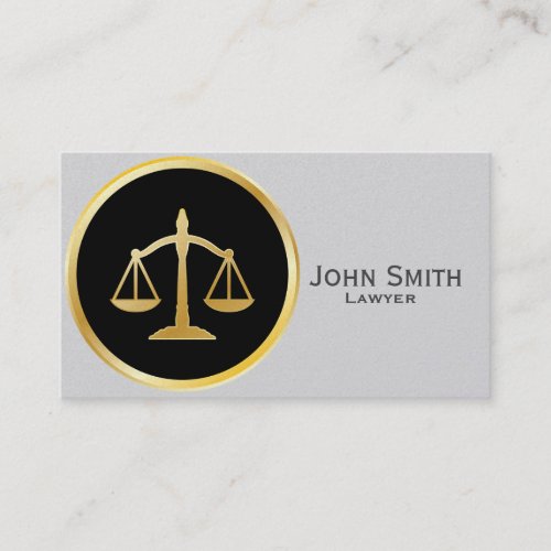 Stylish elegant lawyer with justice scales business card