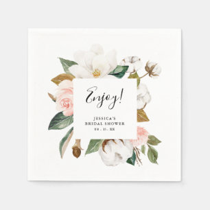 Stylish Elegant Magnolia Floral Bridal Shower Napkins