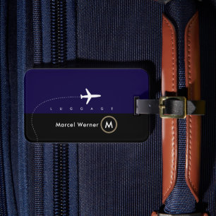 Stylish Elegant Masculine Blue Black Luggage Tag