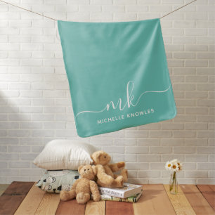 Stylish Elegant Minimalist Monogram and Name Baby Blanket