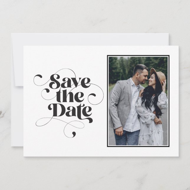 Stylish Elegant Modern Calligraphy Classic Simple Save The Date (Front)