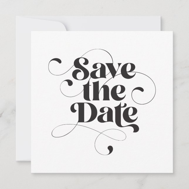 Stylish Elegant Modern Calligraphy Classic Square Save The Date (Front)