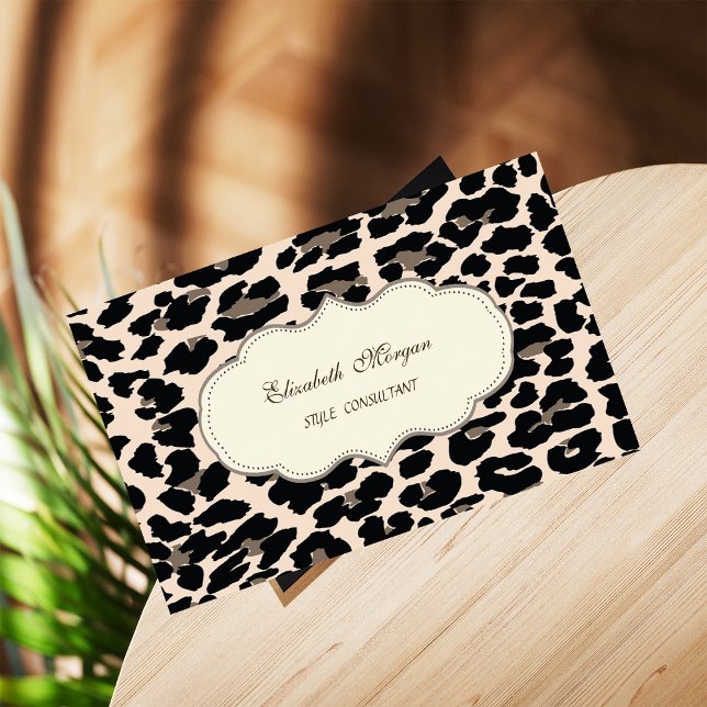 Stylish Elegant Modern Girly Leopard Print Business Card (Creator Uploaded)