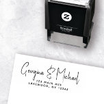 Stylish Elegant Modern Script Minimalist Wedding Self-inking Stamp<br><div class="desc">Simple and stylish self-inking stamp with a modern minimalist typography design with your custom names in hand lettered script calligraphy. Personalize with your name and address and this will become a pretty,  easy way to self address your wedding,  engagement or family stationery in classic,  timeless black and white!</div>