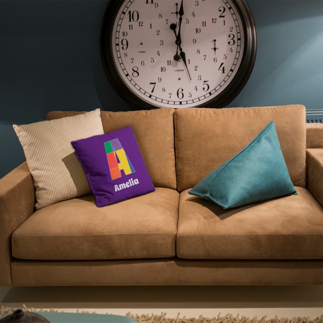 Stylish elegant monogram  colorful letter  throw pillow (Creator Uploaded)