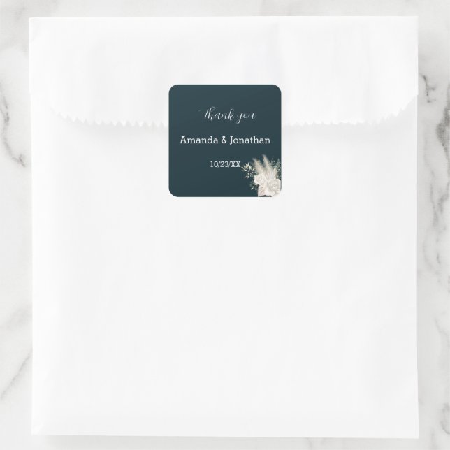 Stylish Elegant Navy White Flower Wedding Sticker (Bag)