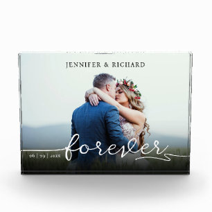 Stylish Elegant Photo Memories Modern Script Acrylic Award