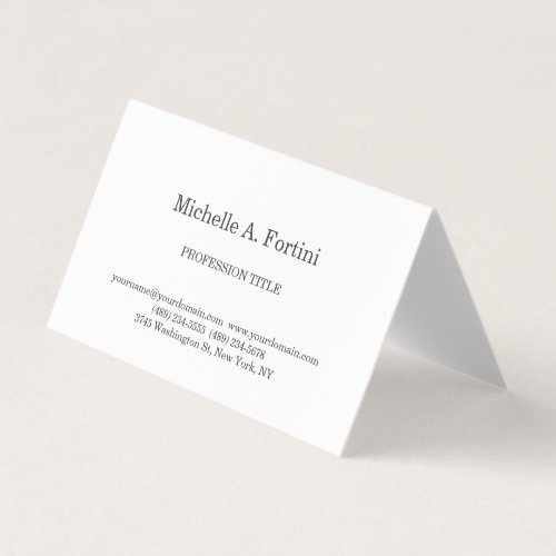 Stylish Elegant Plain Simple White Business Card