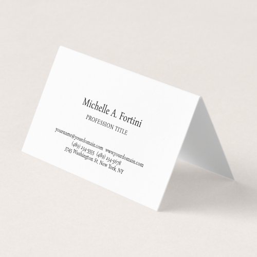 Stylish Elegant Plain Simple White Minimalist Business Card