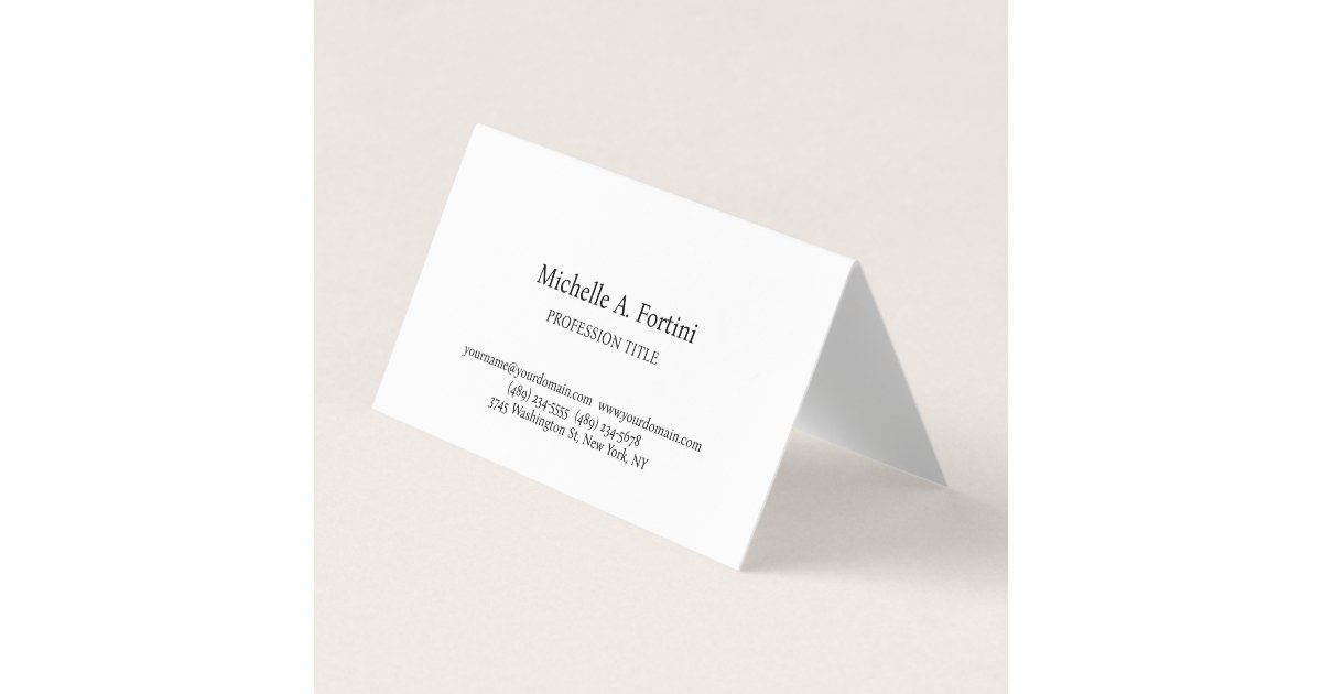 Stylish Elegant Plain Simple White Minimalist Business Card | Zazzle