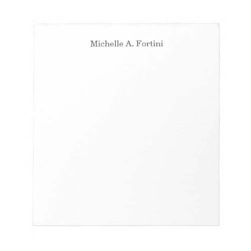 Stylish Elegant Plain Simple White Notepad