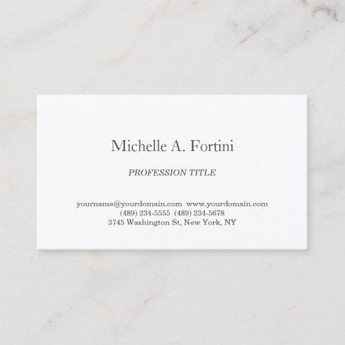 Stylish Elegant Plain Simple White Premium Silk Business Card