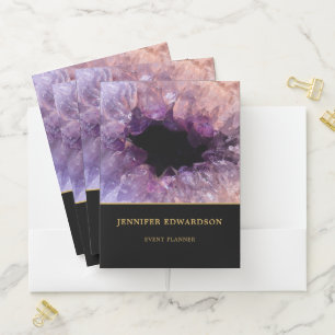 Stylish elegant purple amethyst professional pocket folder