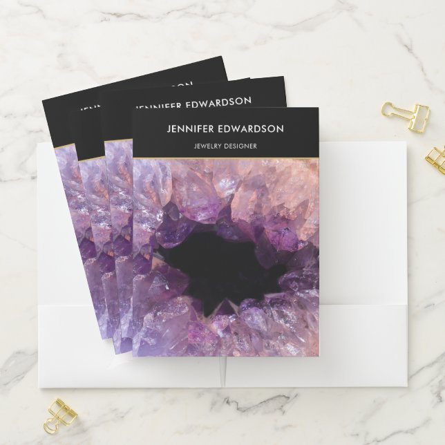 Stylish elegant purple amethyst professional pocket folder (In Situ)