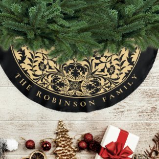 Stylish Elegant Red Gold Retro Christmas Floral