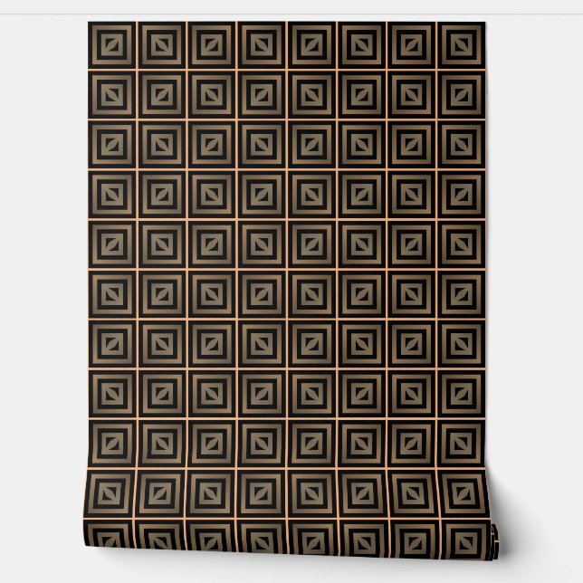  Stylish Elegant Retro Geometric Classy Deco Brown Wallpaper (Unrolling)