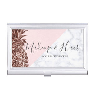 Stylish elegant rose gold pineapple makeup & hair business card case