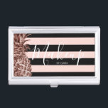 Stylish elegant rose gold & stripe pineapple business card case<br><div class="desc">Modern faux rose gold pineapple and stripe design.</div>