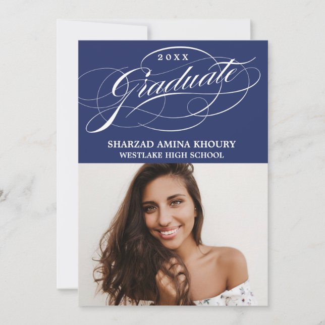 STYLISH ELEGANT SCRIPT 2 GRADUATE PARTY INVITATION (Front)