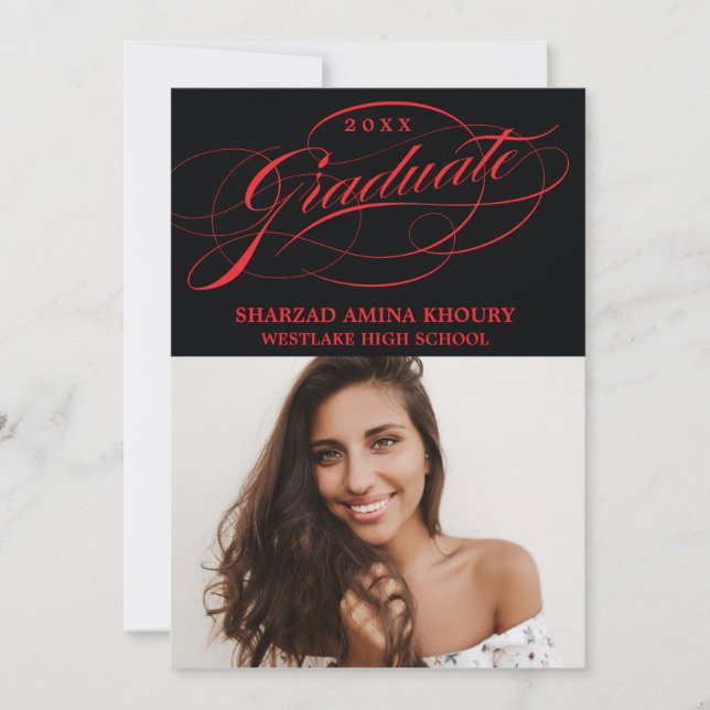 STYLISH ELEGANT SCRIPT 2 GRADUATE PARTY INVITATION (Front)