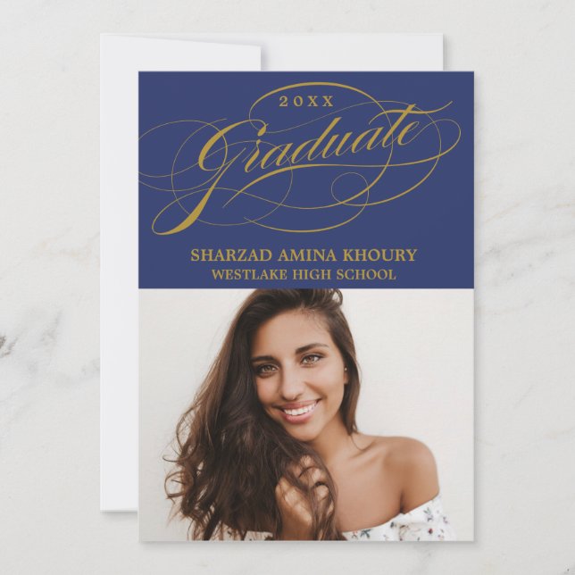 STYLISH ELEGANT SCRIPT 2 GRADUATE PARTY INVITATION (Front)