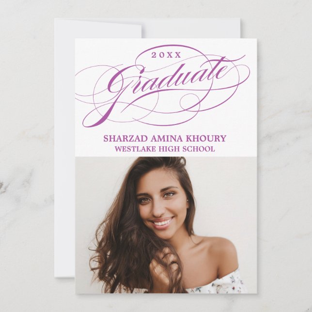 STYLISH ELEGANT SCRIPT 2 GRADUATE PARTY INVITATION (Front)