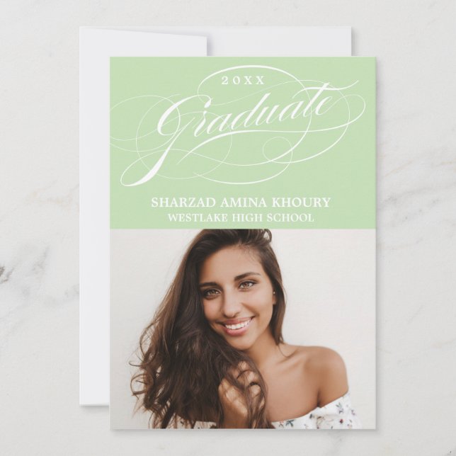 STYLISH ELEGANT SCRIPT 2 GRADUATE PARTY INVITATION (Front)