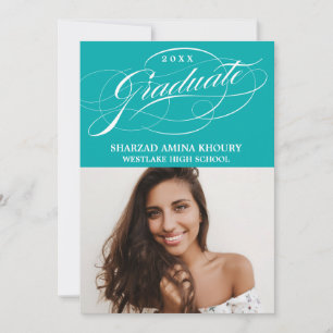 STYLISH ELEGANT SCRIPT 2 GRADUATE PARTY INVITATION