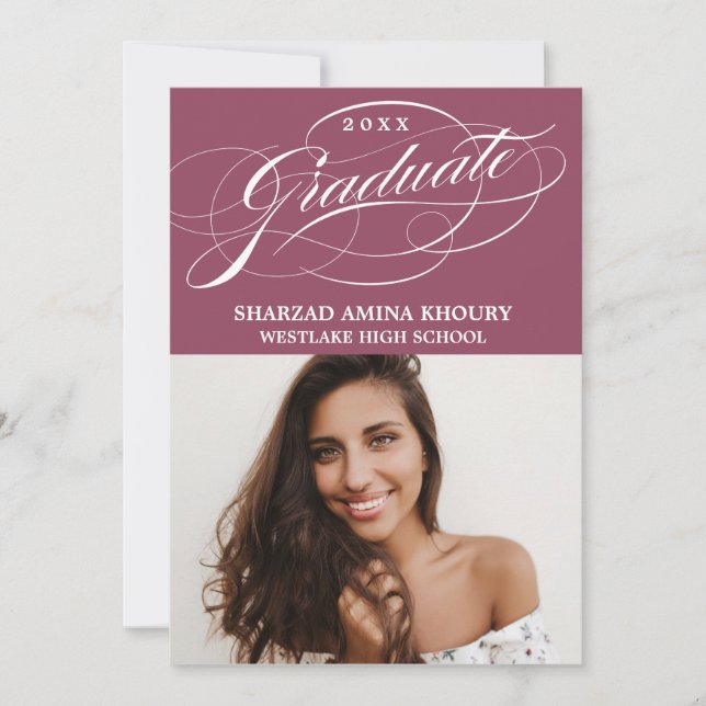 STYLISH ELEGANT SCRIPT 2 GRADUATE PARTY INVITATION (Front)