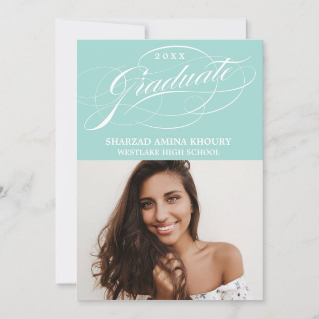 STYLISH ELEGANT SCRIPT 2 GRADUATE PARTY INVITATION (Front)