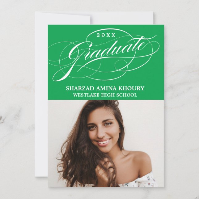 STYLISH ELEGANT SCRIPT 2 GRADUATE PARTY INVITATION (Front)