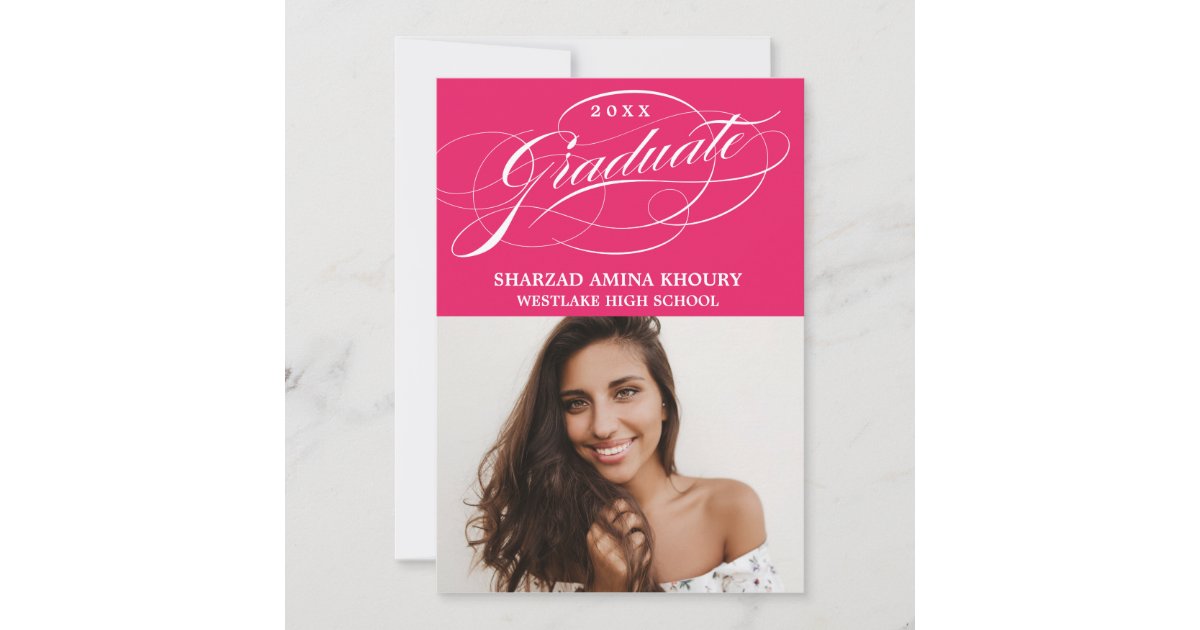 Grad Party Invite Script STYLISH ELEGANT SCRIPT 2 GRADUATE PARTY INVITATION | Zazzle