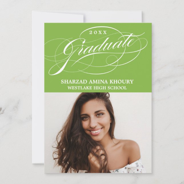 STYLISH ELEGANT SCRIPT 2 GRADUATE PARTY INVITATION (Front)