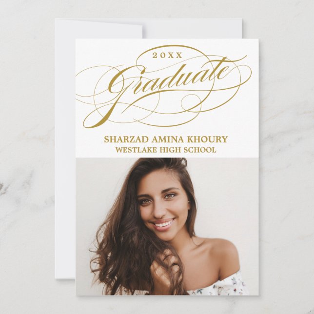 STYLISH ELEGANT SCRIPT 2 GRADUATE PARTY INVITATION (Front)