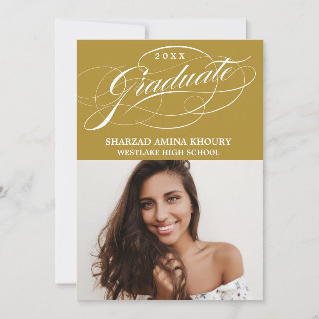 STYLISH ELEGANT SCRIPT 2 GRADUATE PARTY INVITATION (Front)
