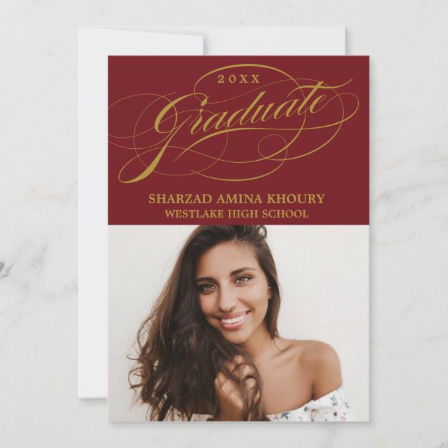 STYLISH ELEGANT SCRIPT 2 GRADUATE PARTY INVITATION (Front)