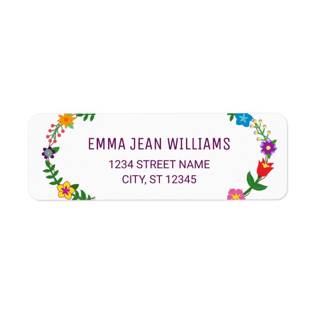 Stylish Elegant Script Flowers Floral Modern Label (Front)