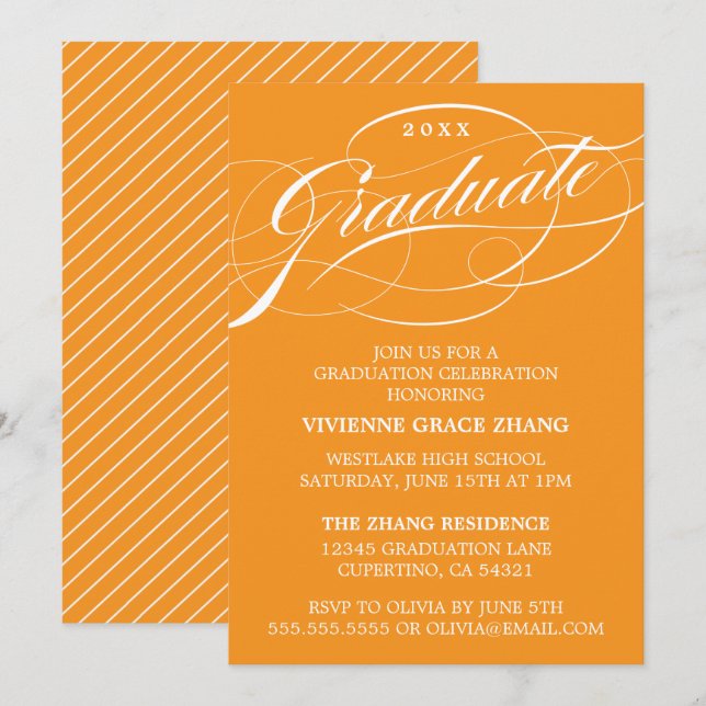 STYLISH ELEGANT SCRIPT GRADUATE PARTY INVITATION (Front/Back)