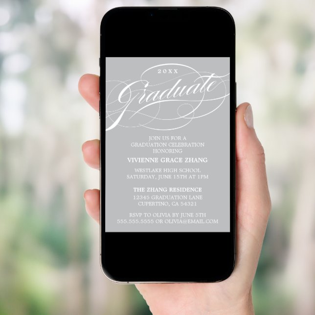 STYLISH ELEGANT SCRIPT GRADUATE PARTY INVITATION (Front Digital)