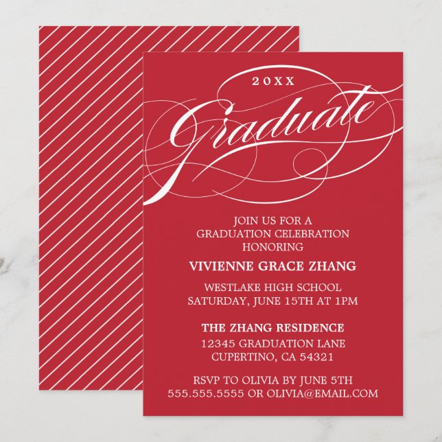 STYLISH ELEGANT SCRIPT GRADUATE PARTY INVITATION (Front/Back)
