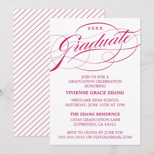 STYLISH ELEGANT SCRIPT GRADUATE PARTY INVITATION (Front/Back)