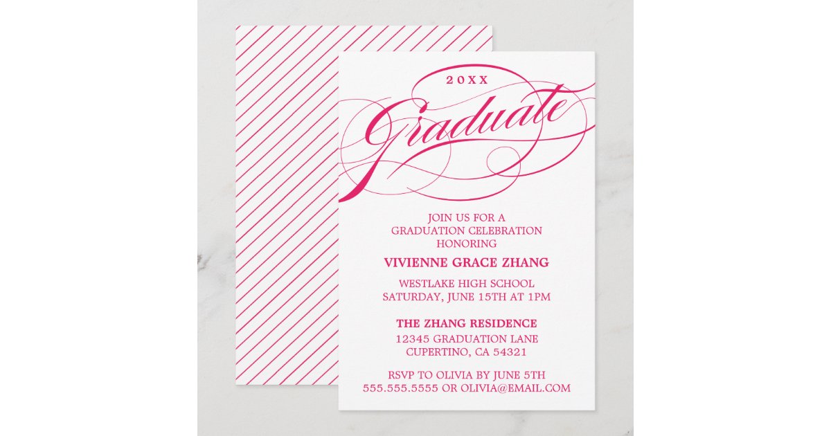 Grad Party Invite Script STYLISH ELEGANT SCRIPT GRADUATE PARTY INVITATION | Zazzle