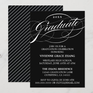 STYLISH ELEGANT SCRIPT GRADUATE PARTY INVITATION