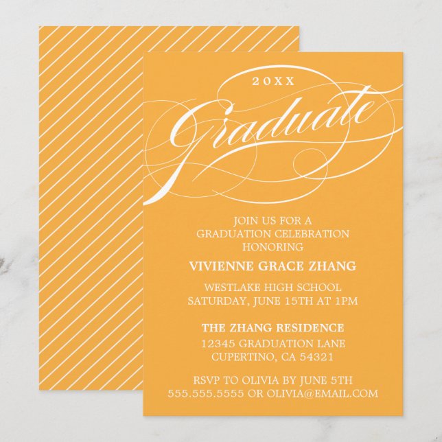 STYLISH ELEGANT SCRIPT GRADUATE PARTY INVITATION (Front/Back)