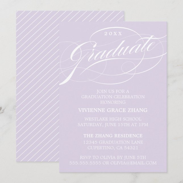 STYLISH ELEGANT SCRIPT GRADUATE PARTY INVITATION (Front/Back)