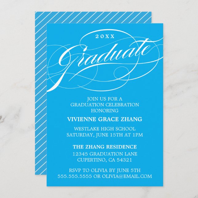 STYLISH ELEGANT SCRIPT GRADUATE PARTY INVITATION (Front/Back)