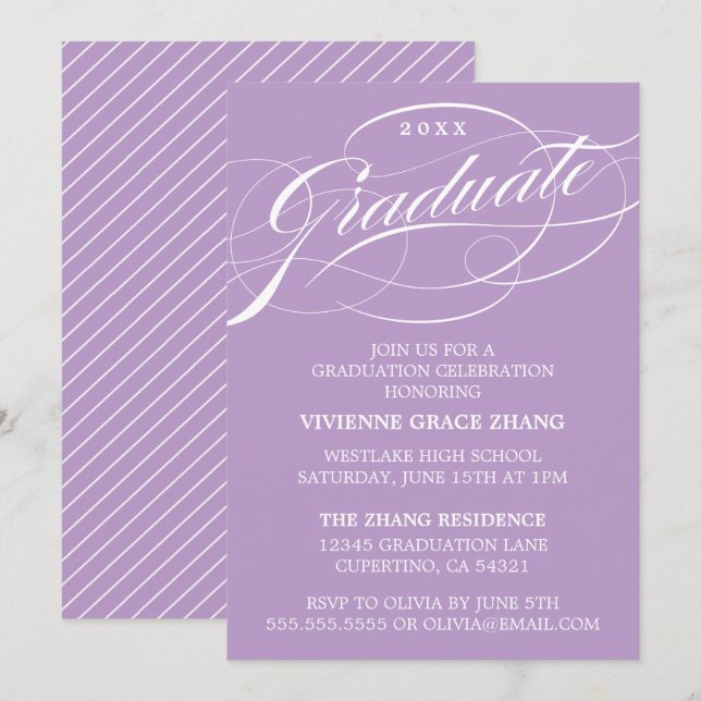 STYLISH ELEGANT SCRIPT GRADUATE PARTY INVITATION (Front/Back)
