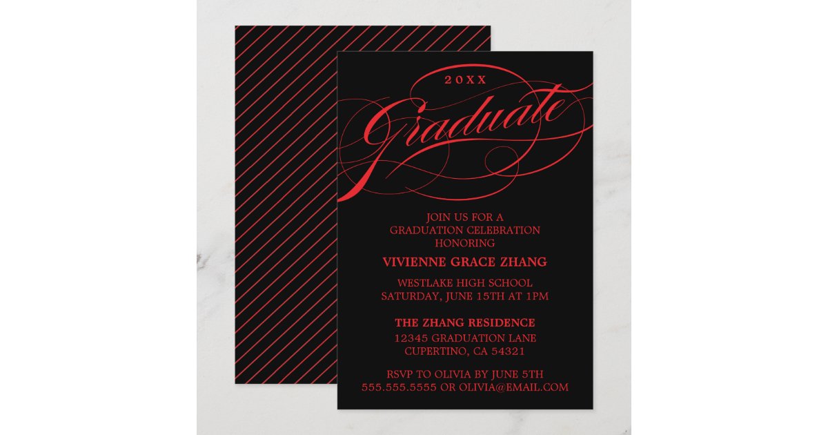 Grad Party Invite Script STYLISH ELEGANT SCRIPT GRADUATE PARTY INVITATION | Zazzle
